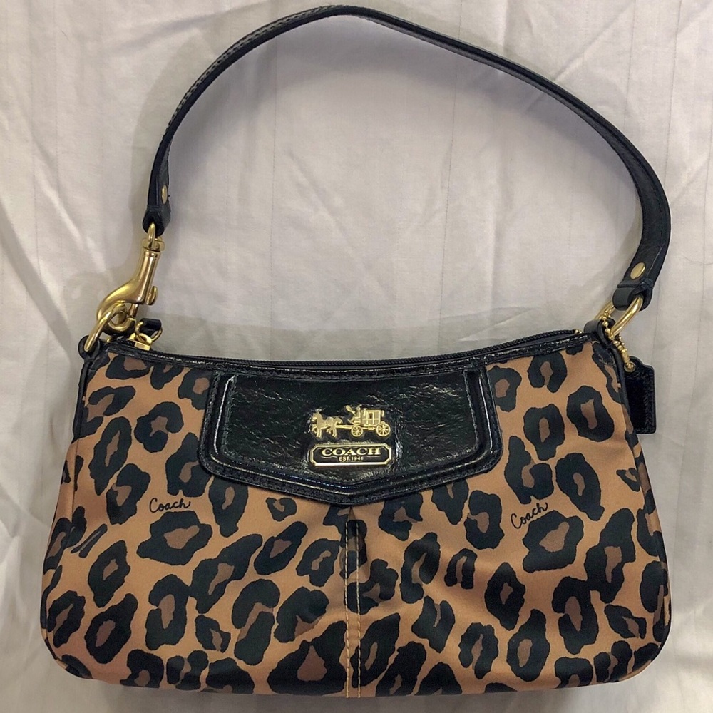 NWOT Coach Ocelot Print Baguette & Wristlet